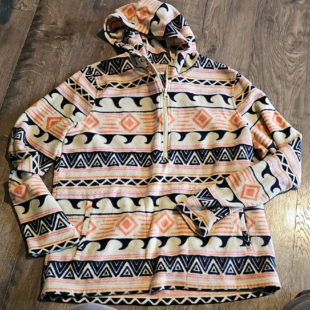 O'Neill Women Medium Geometric Tribal Hooded Pullover Aztec Streetwear Bohemian